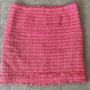 Laundry By Shelli Segal Pink Tweed Fringe Mini Skirt